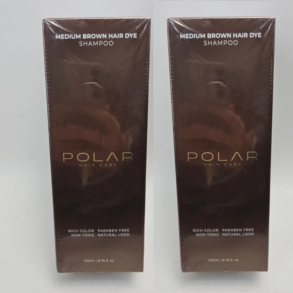 2 Polar Med-Brown Hair Dye Shampoo 200ml 6.7oz Rich Color No-toxic Care Brunette